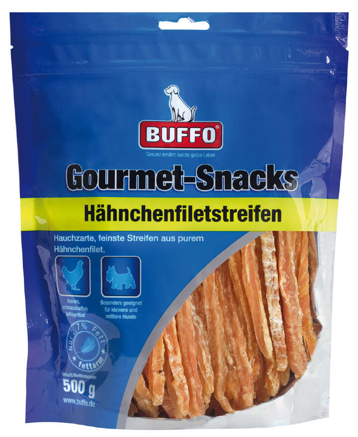 BUFFO Hundeleckerli Gourmet-Snacks Hähnchenfiletstreifen